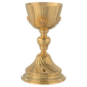 Molina chalice with angels in golden brass with polished finish