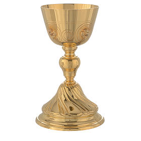 Molina chalice with angels in golden brass with polished finish