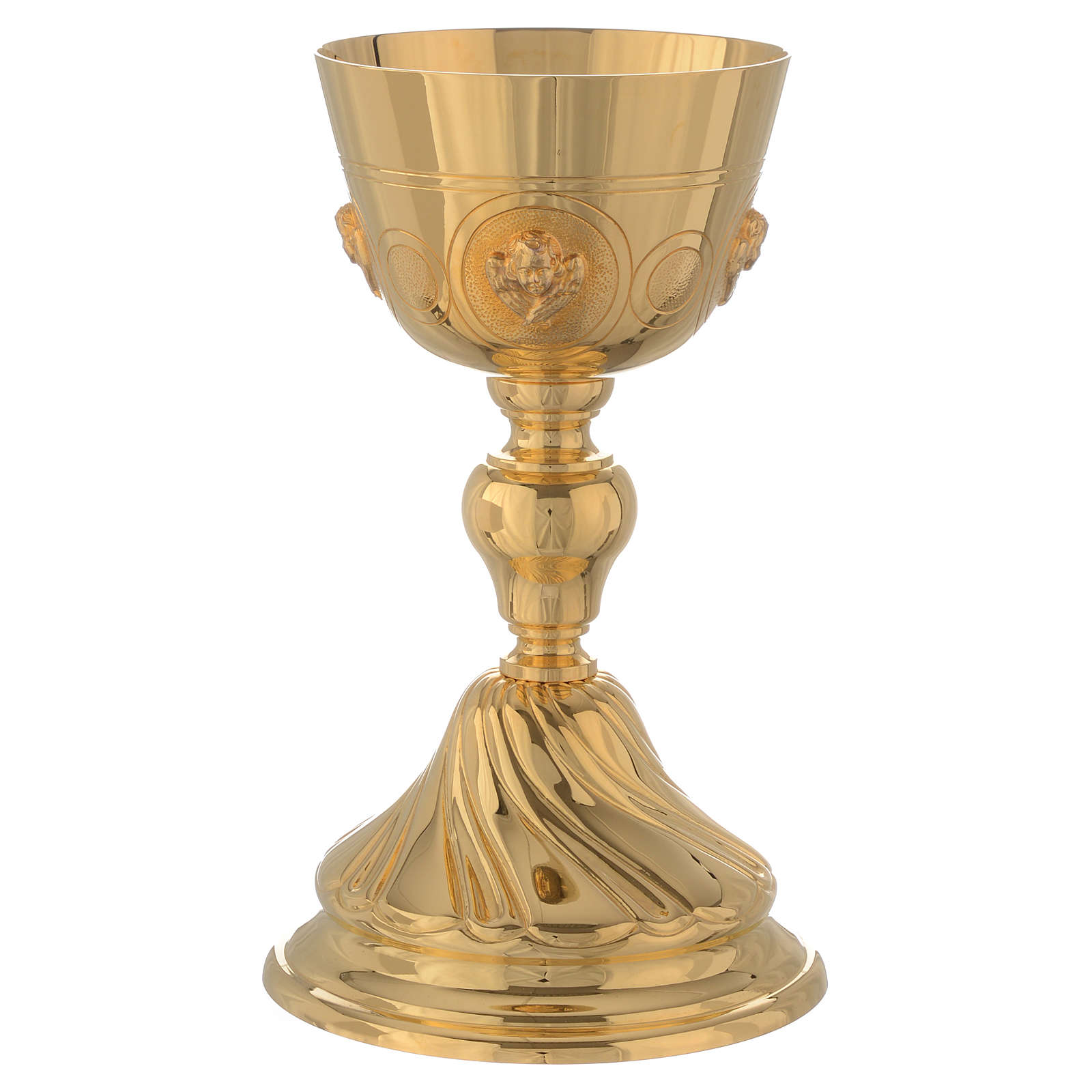 Molina Chalice With Angels In Golden Brass With Polished Finish 