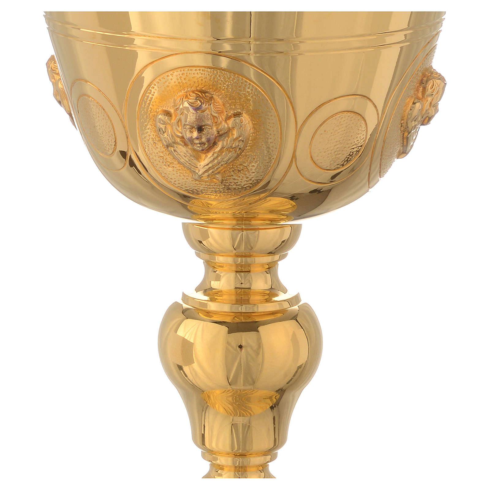 Molina chalice with angels in golden brass with polished finish ...