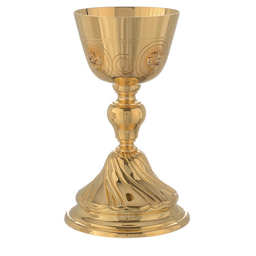 Molina chalice with angels in golden brass with polished finish 2