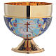 Bowl paten Agnus Dei and IHS symbol, brass and enamel s2