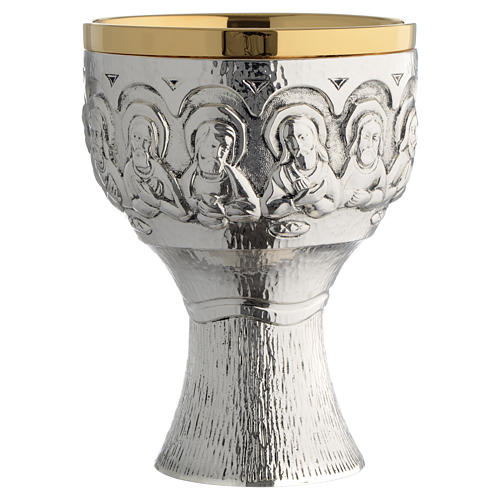 Molina chalice with 12 Apostles in hand hammered brass 2