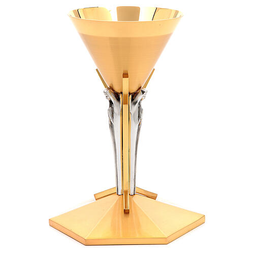 Cone shaped chalice in golden cast brass with Angels 2