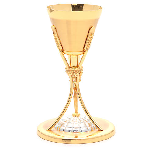 Chalice stylised Our Lady gold-plated brass 2