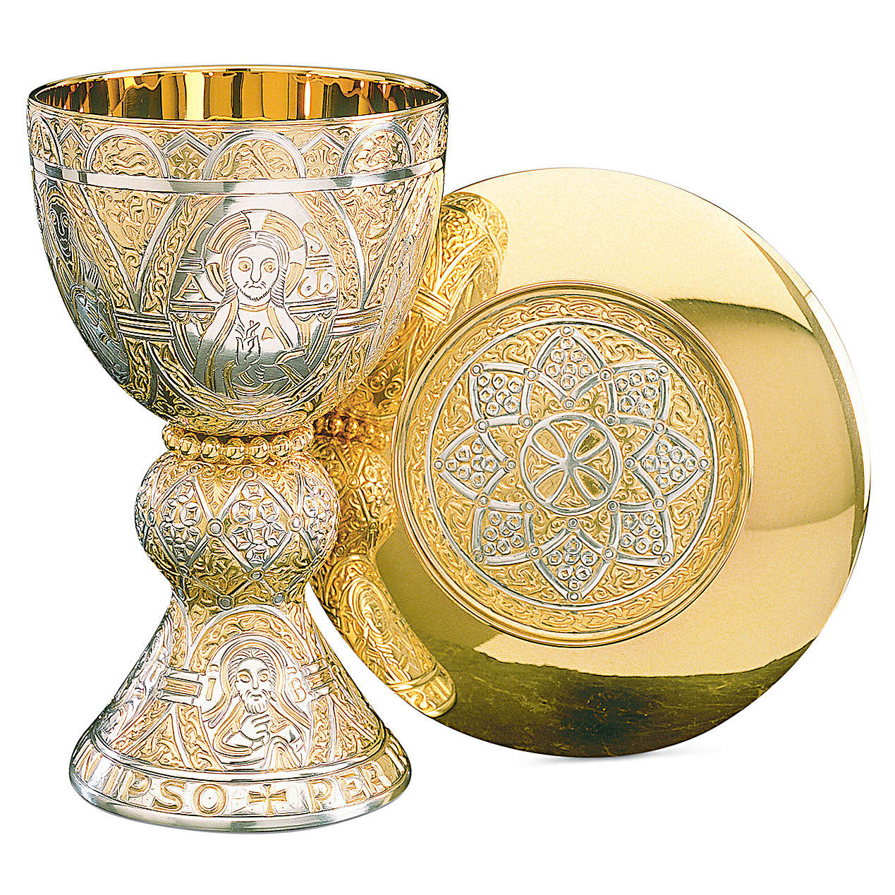 Molina Chalice and paten in two tone brass with sterling silver cup