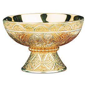 Paten alms dish in brass with sterling silver cup by Molina, Tassilo style