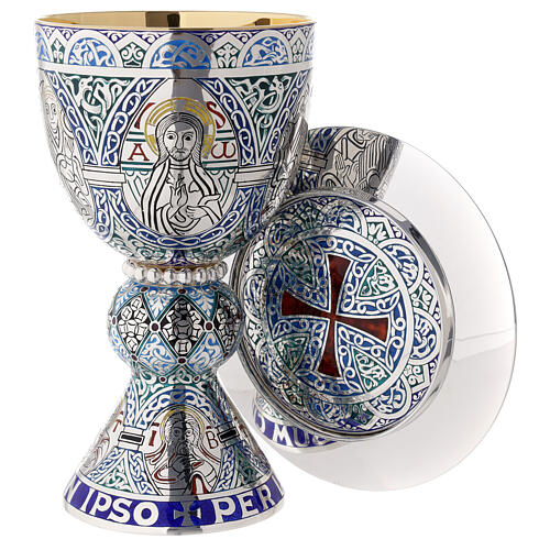 Molina Chalice and paten, in enamelled sterling silver, Tassilo style 1