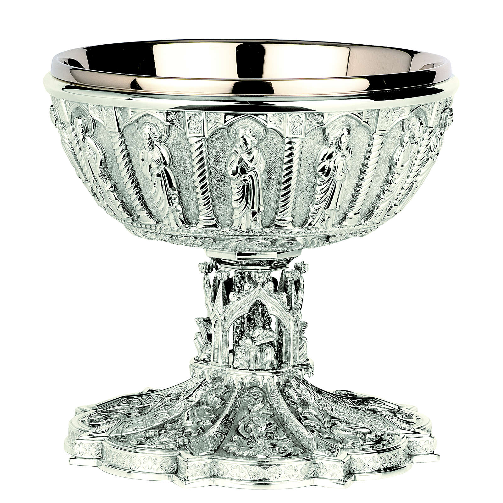 Gothic paten alms dish in sterling silver by Molina online sales on HOLYART.co.uk