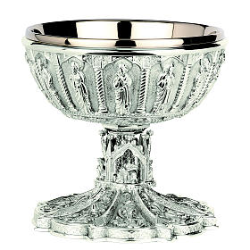 Gothic paten alms dish in sterling silver by Molina
