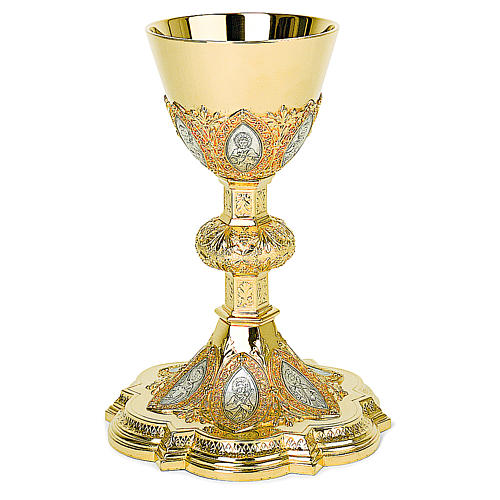 Chalice and paten in sterling silver, neo-Gothic style by Molina 1