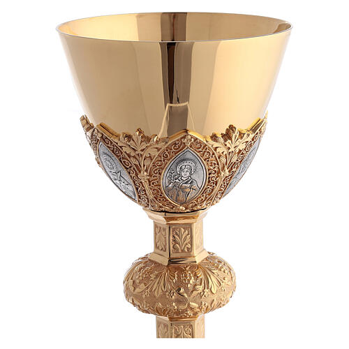 Chalice and paten in brass with cup in sterling silver, neo-Gothic style by Molina 5