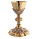 Chalice and paten in brass with cup in sterling silver, neo-Gothic style by Molina s11