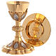 Chalice and paten in brass with cup in sterling silver, neo-Gothic style by Molina s1