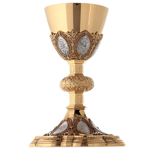 Chalice and paten in brass, neo-Gothic style by Molina 4