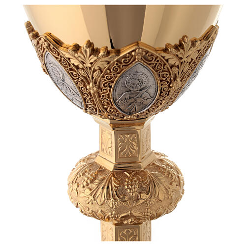 Chalice and paten in brass, neo-Gothic style by Molina 7