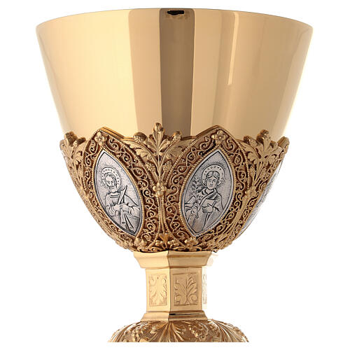 Chalice and paten in brass, neo-Gothic style by Molina 11