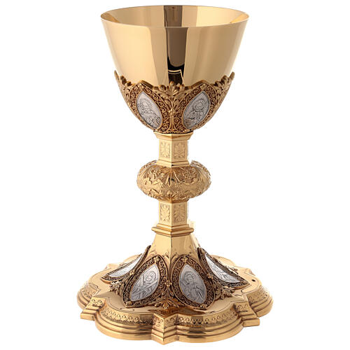 Chalice and paten in brass, neo-Gothic style by Molina 12