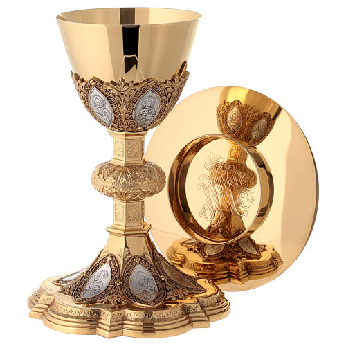 Chalice and paten in brass, neo-Gothic style by Molina 1