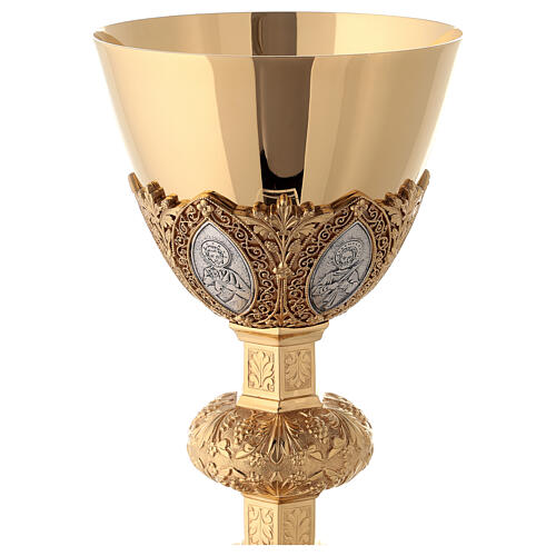 Chalice and paten in brass, neo-Gothic style by Molina 2