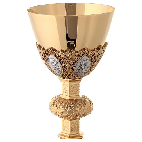 Chalice and paten in brass, neo-Gothic style by Molina 6
