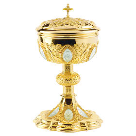 Ciborium in brass with cup in sterling silver, neo-Gothic style by Molina