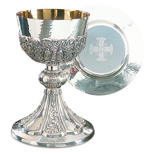Molina chalice and paten with cup in silver brass, Byzantine model 1