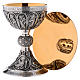 Brass paten and chalice with cup in sterling silver, Romanesque collection by Molina s1