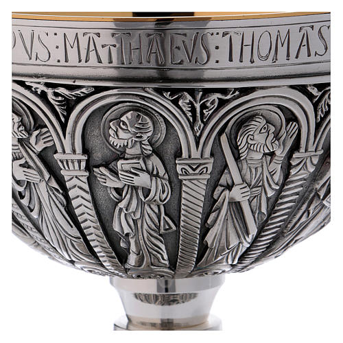 Brass paten and chalice with cup in sterling silver, Romanesque collection by Molina 4