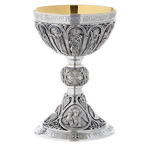 Chalice and paten in brass, Romanesque style by Molina 2
