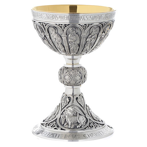 Chalice and paten in brass, Romanesque style by Molina 5