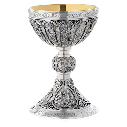 Calice e patena Molina stile romanico ottone 3