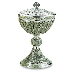 Ciborium in brass with cup in sterling silver, Romanesque collection by Molina