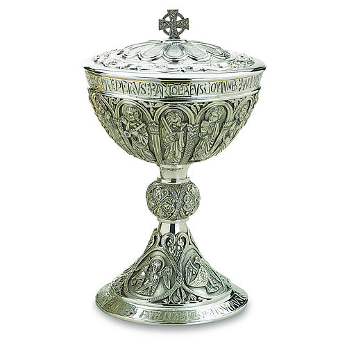 Ciborium in brass with cup in sterling silver, Romanesque collection by Molina 1