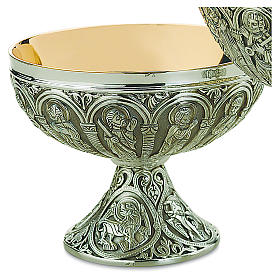 Paten alms dish in brass with cup in sterling silver, Romanesque collection by Molina