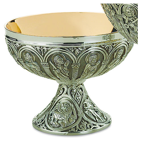Paten alms dish in brass with cup in sterling silver, Romanesque collection by Molina 1