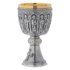 Chalice and paten in brass, Romanesque collection by Molina