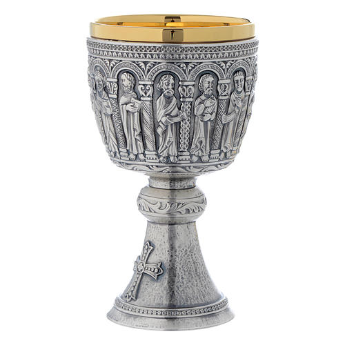 Chalice and paten in brass, Romanesque collection by Molina 2