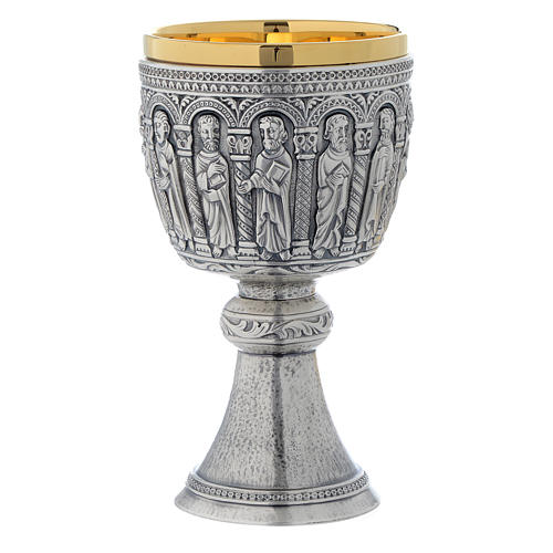 Chalice and paten in brass, Romanesque collection by Molina 3
