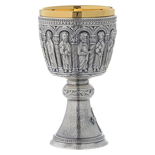 Chalice and paten in brass, Romanesque collection by Molina 4
