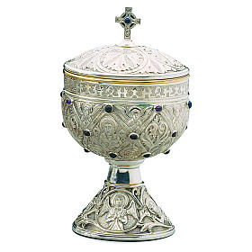 Chalice and paten Romanesque collection made with enamels and brass by Molina