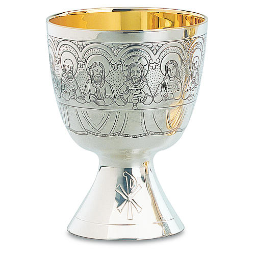 Molina chalice and paten, Romanesque collection with Last Supper with cup in sterling silver 1
