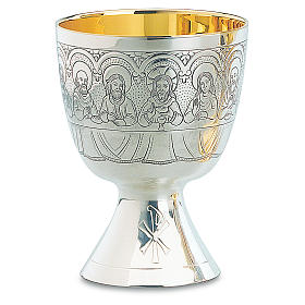 Molina chalice and paten, Romanesque collection with Last Supper with cup in sterling silver