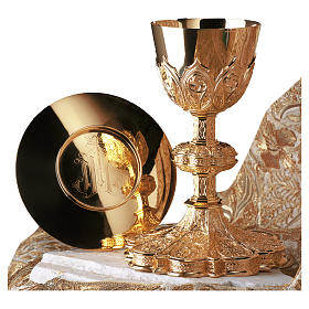 Chalice and paten Molina gothic style in golden 925 silver