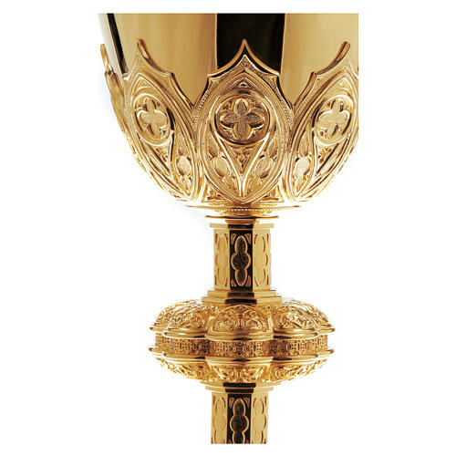 Chalice and paten Molina gothic style in golden 925 silver 2