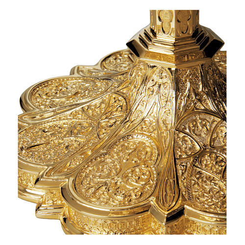 Calice e patena Molina stile gotico ottagonale coppa argento 925 dorato 3