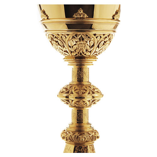 Calice Ciboire Patène Molina scènes vie Christ style gotique coupe argent 925 doré 2