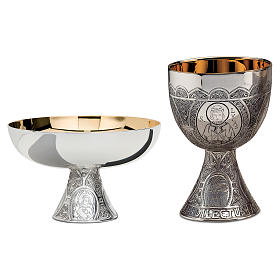 Chalice paten and ciborium Molina for offertory Celtic style in silver brass