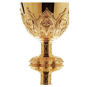 Calice e patena Molina stile gotico ottagonale argento massiccio 925 dorato