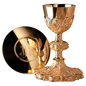 Chalice and paten Molina in Gothic style octagonal shape in gold 925 solid sterling silver